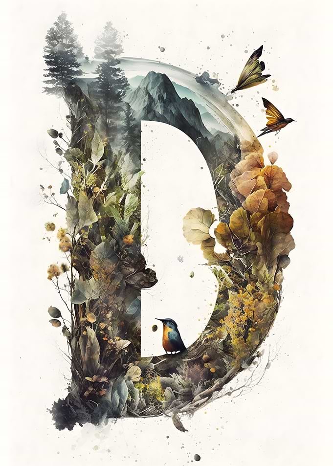 Letter D Double Exposure