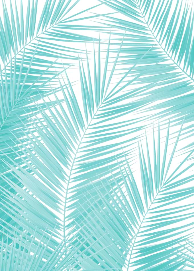 Soft Turquoise Palm Leaves