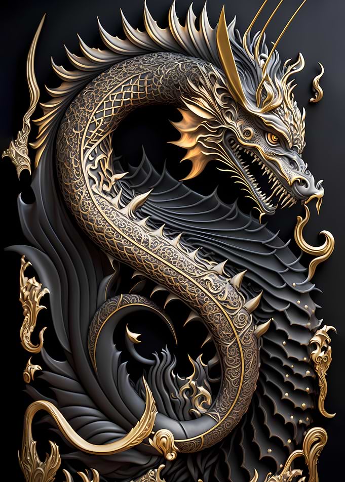 Dragon Golden Art Deco