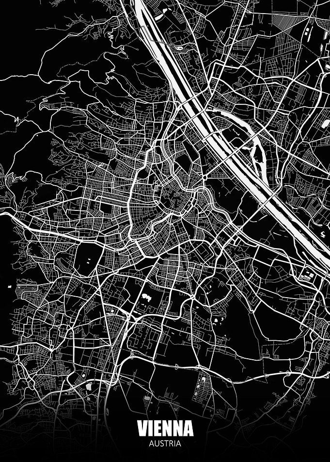 Vienna Austria Dark Map