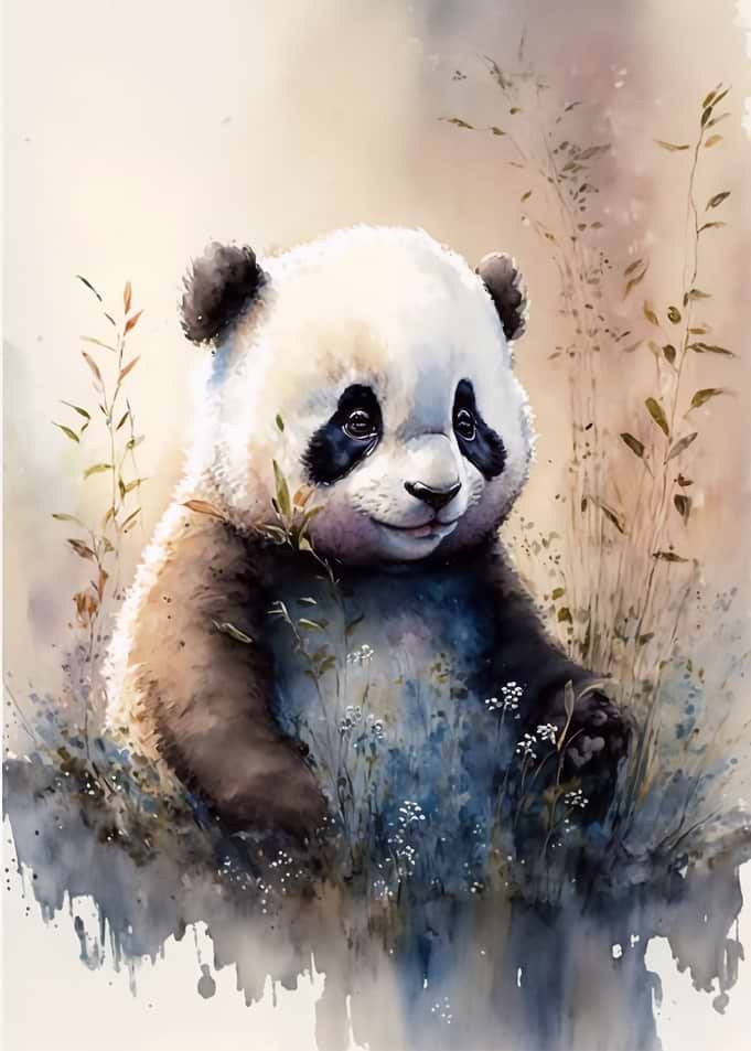 Cute Baby Panda Painting