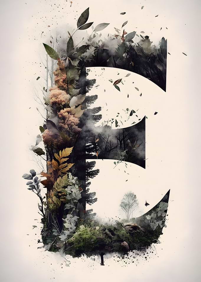 Letter E Double Exposure