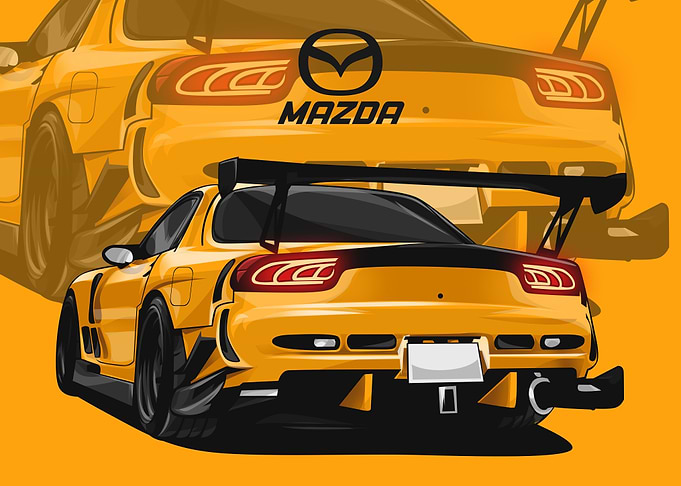 mazda rx 7 yellow