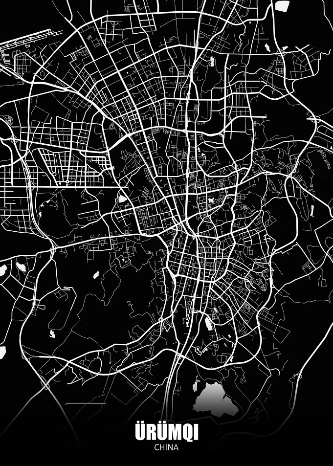 Urumqi China Dark Map