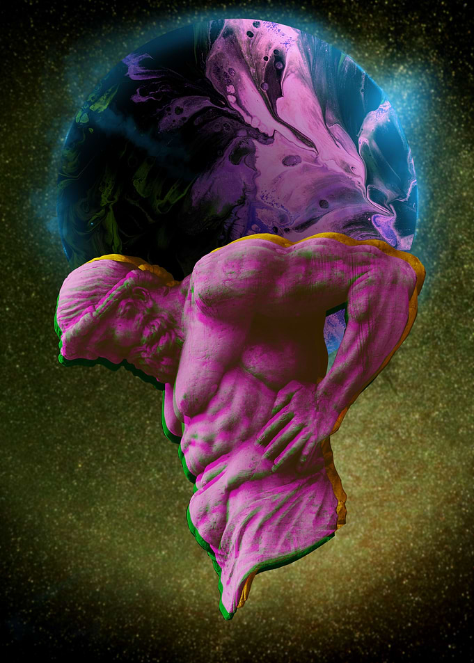 Atlas Statue Vaporwave