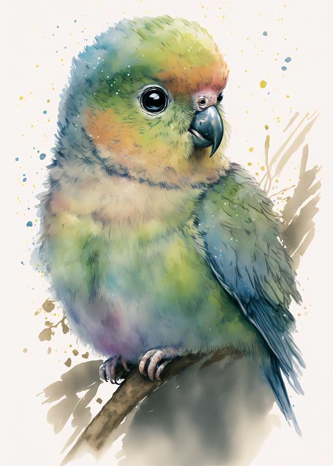 Cute Baby Parrot Painting