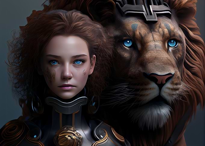 Women with Lion