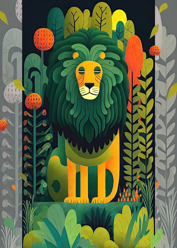 The abstract Colorful Lion