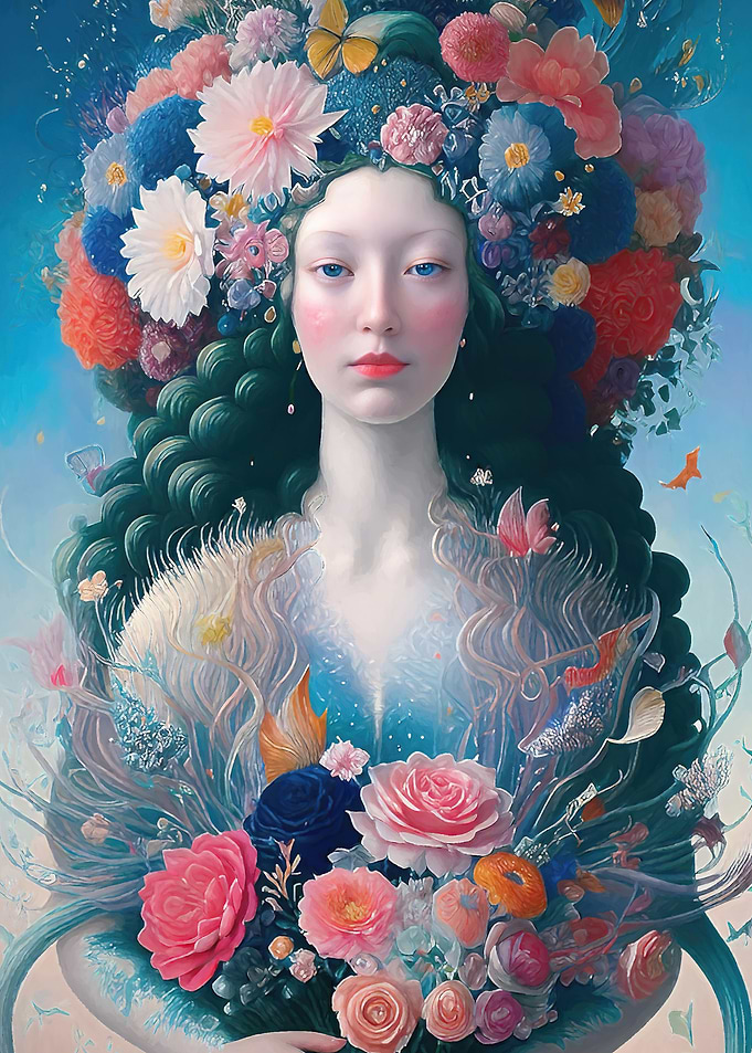 Renaissance floral mermaid