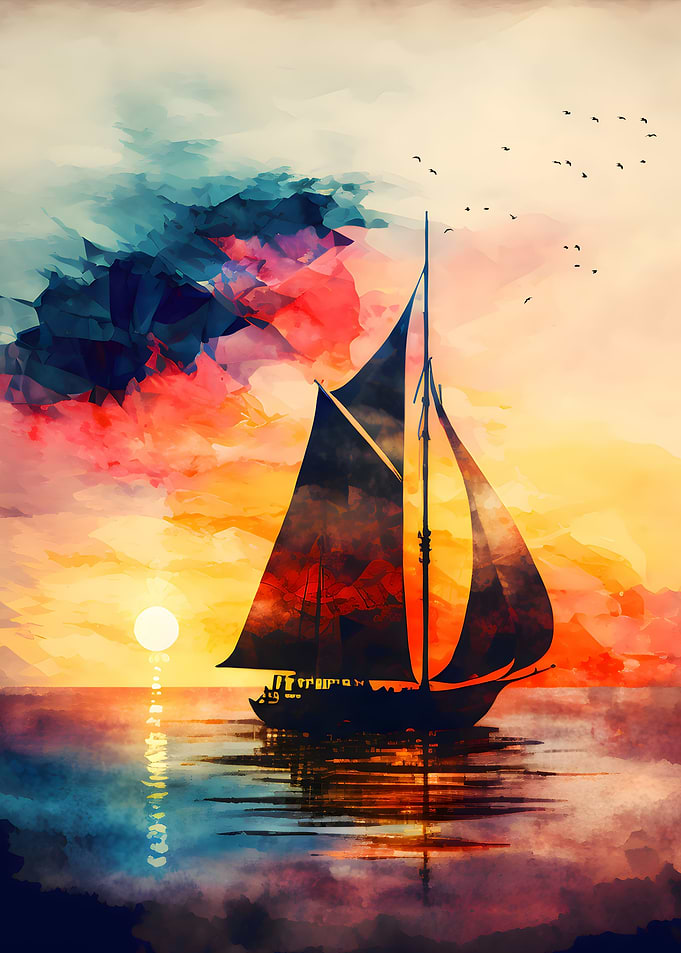 Sailboat Colorful Sunset