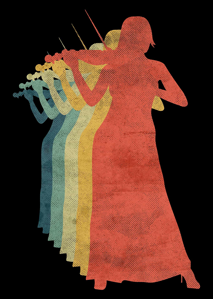 Violin Playing Woman Retro