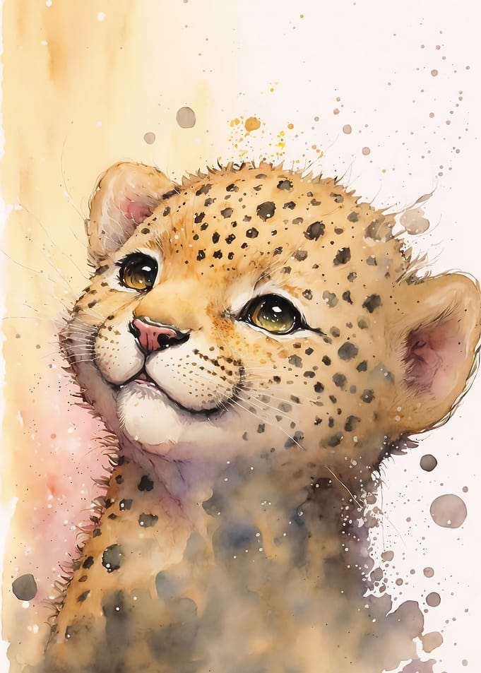 Cute Baby Leopard Painting