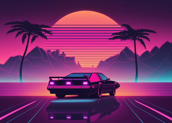 Old Car and Sunset
