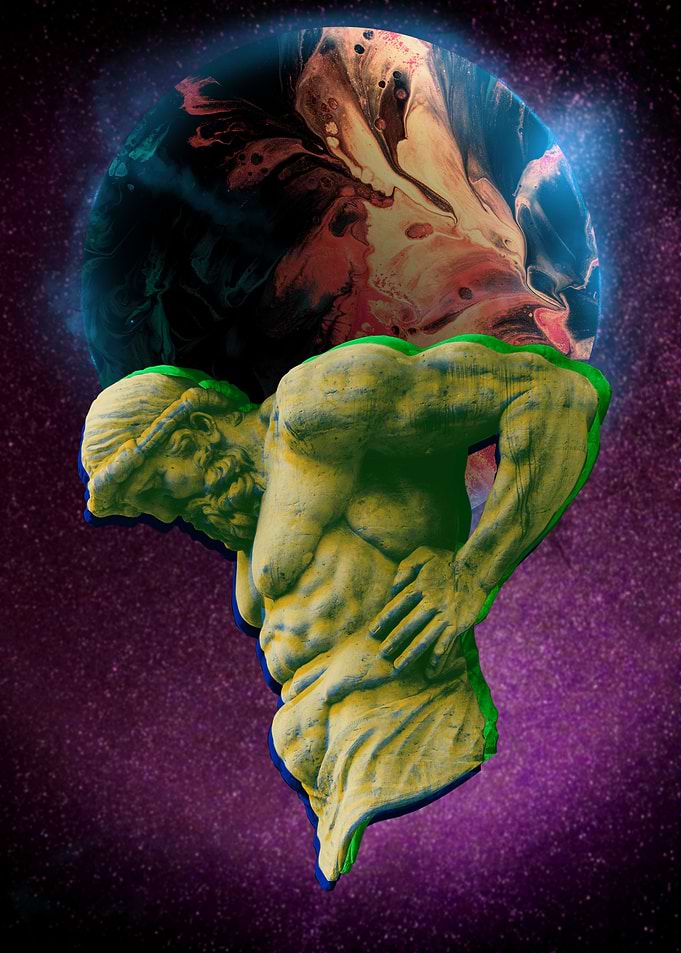 Atlas Statue Vaporwave