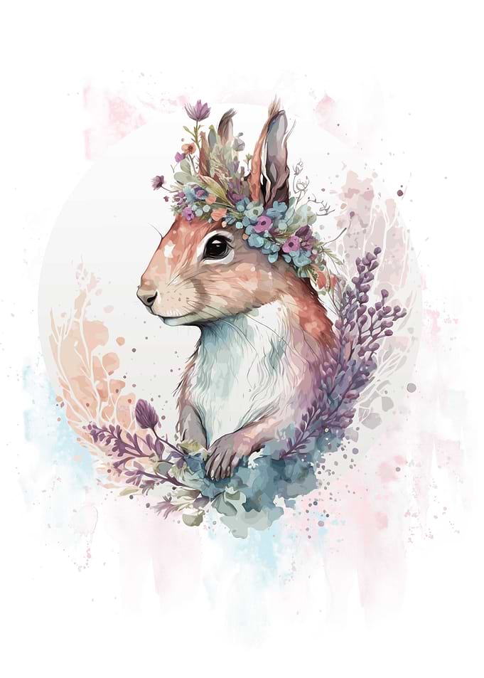 Flower Squirrel Artwork