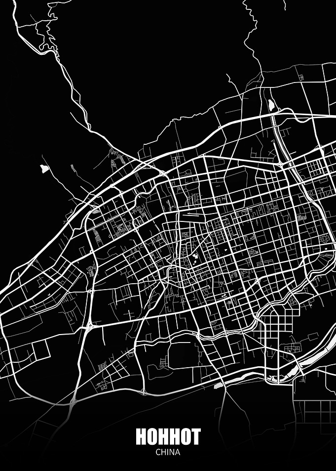 Hohhot China Dark Map