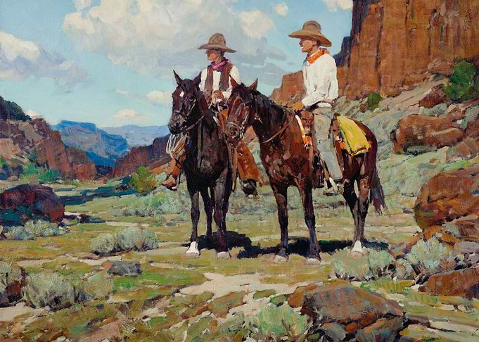 Two Cowboys On Horses