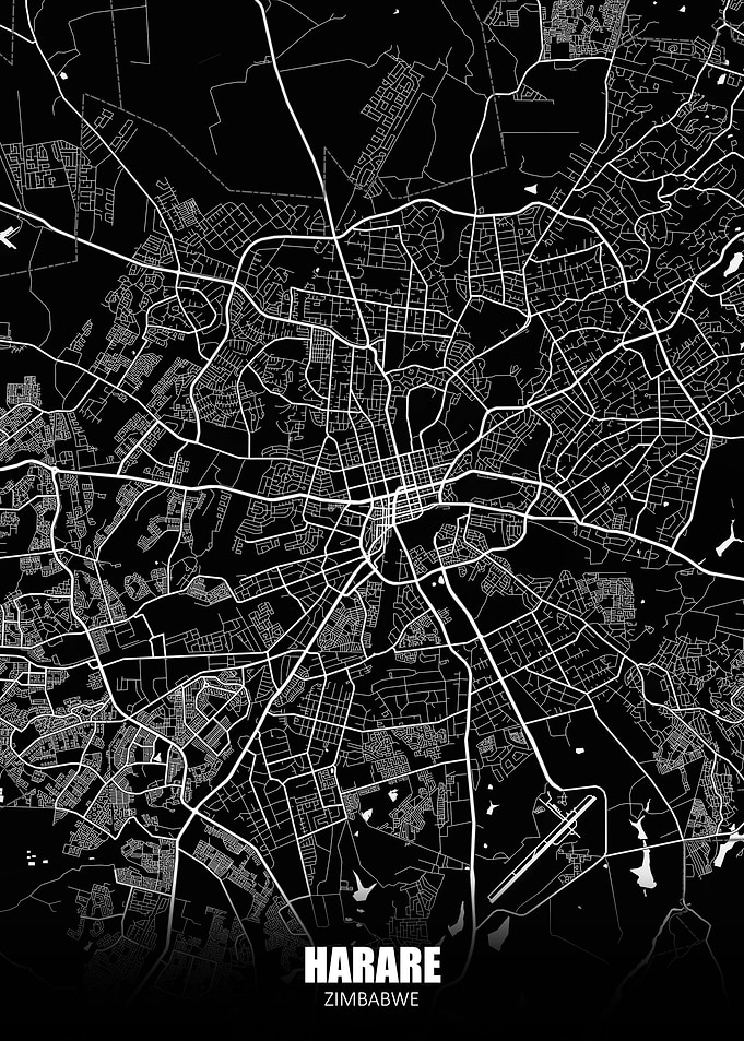 Harare Zimbabwe Dark Map