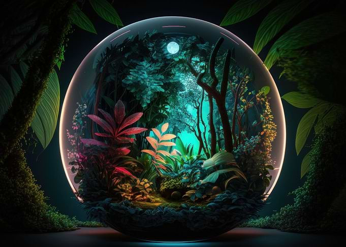 Glass light sphere tropic