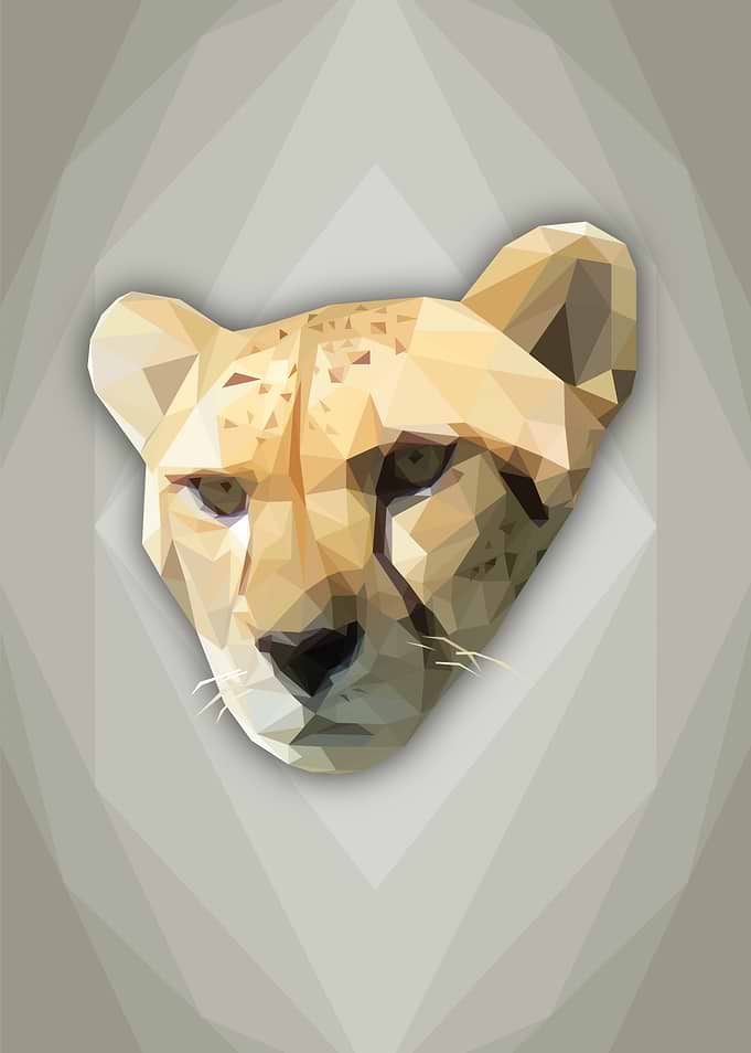 Low Poly Cheetah Face