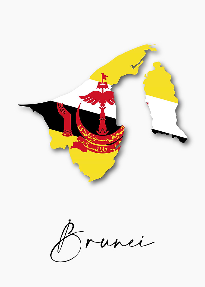 Brunei Country Map Flag