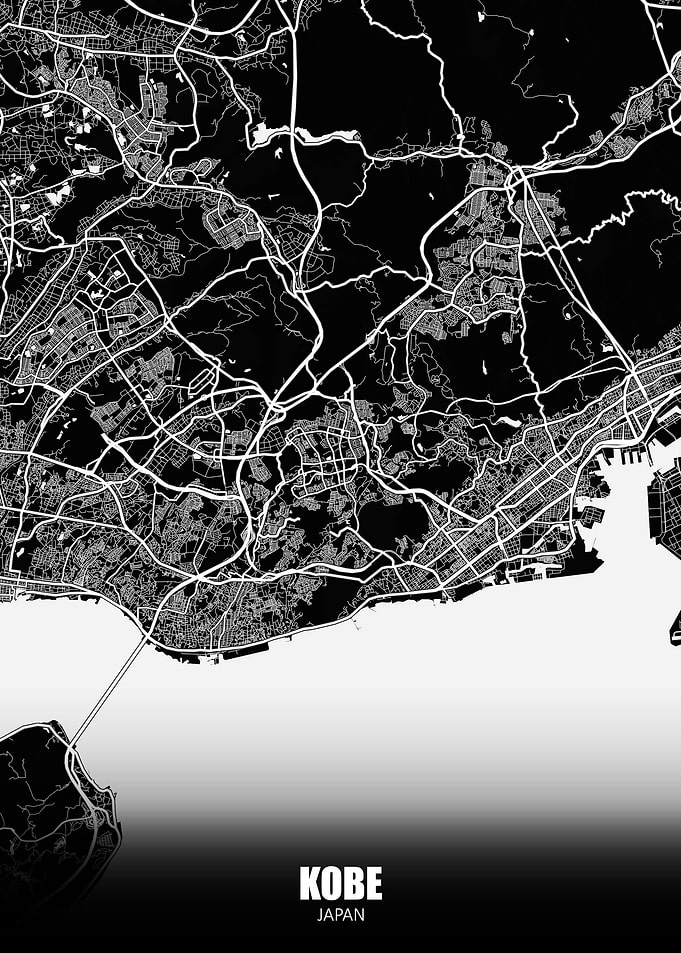 Kobe Japan Dark Map
