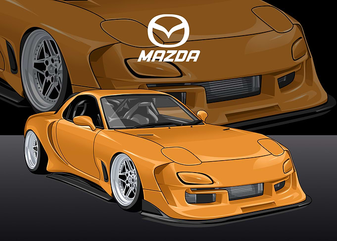 mazda rx7 yellow