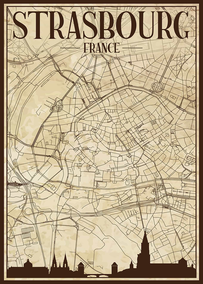 Strasbourg Map Skyline