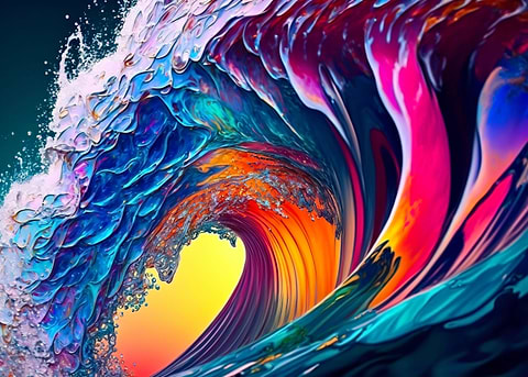 Colorful Wave Splash — metal poster wall art