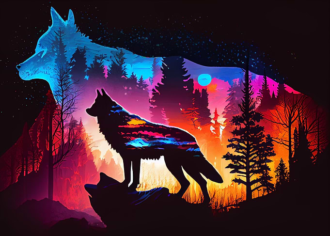 Colorful wolf