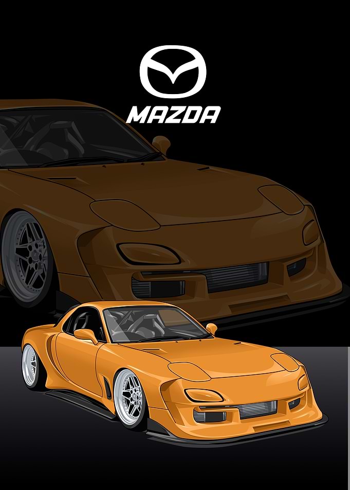 mazda rx7 yellow