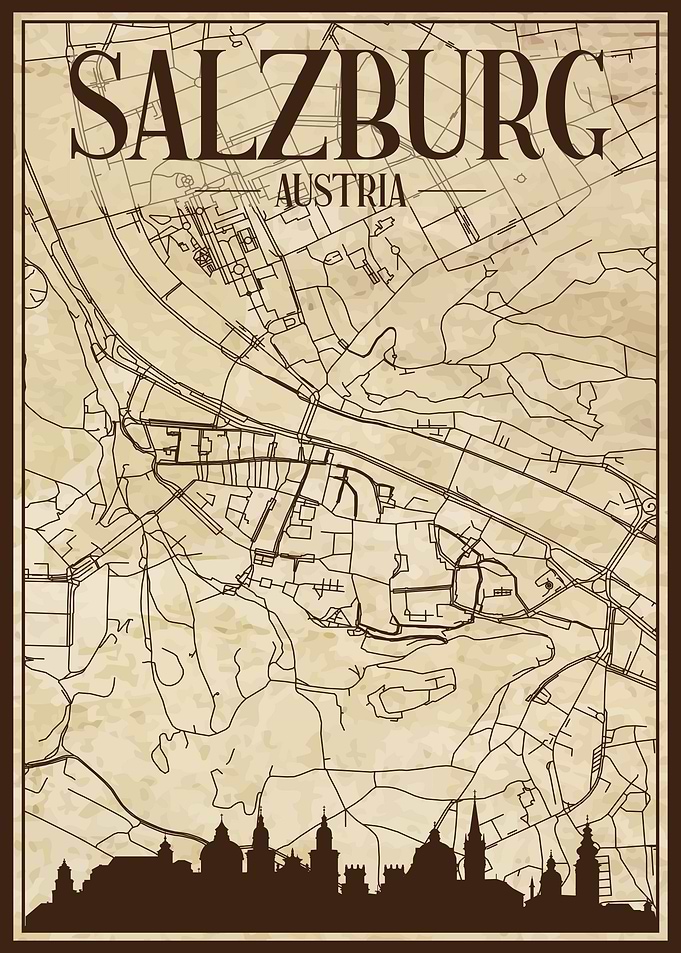 Salzburg Map Skyline