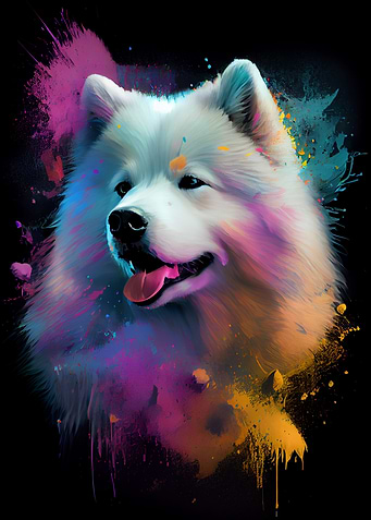 Samoyed Colorful Abstract