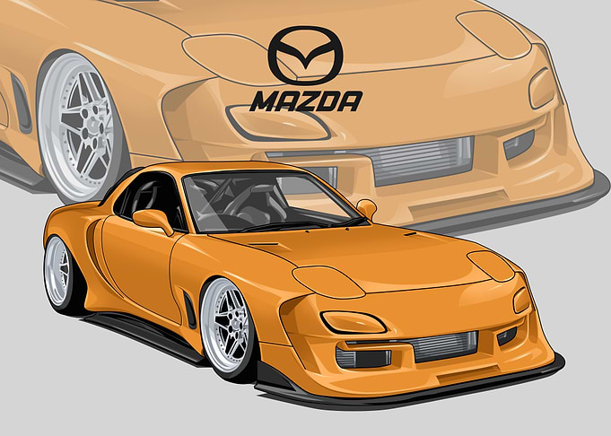 mazda rx7 yellow