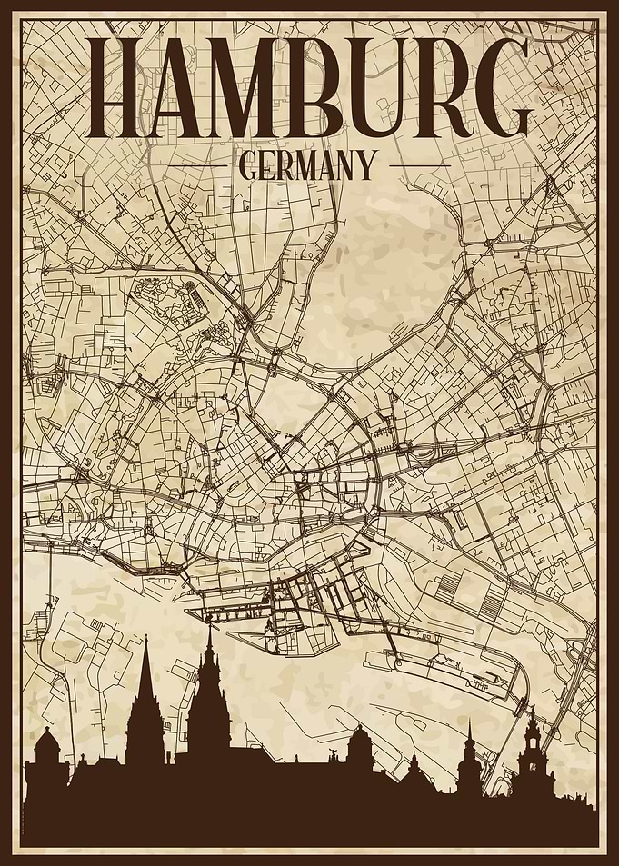 Hamburg Map Skyline