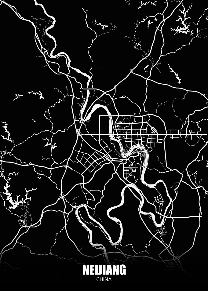Neijiang China Dark Map