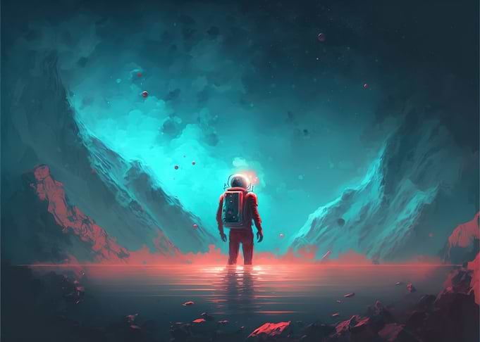 astronaut alone in dark