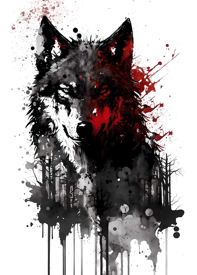 Ink Wolf Portrait