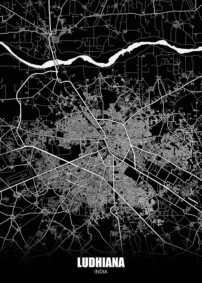 Ludhiana India Dark Map