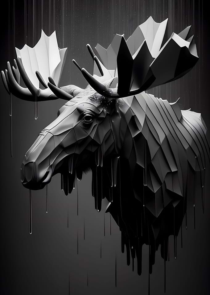 Moose in rain