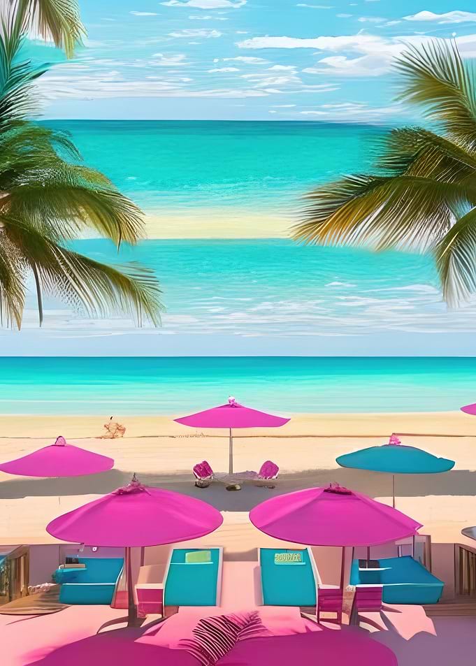 Pink Beach Umbrellas