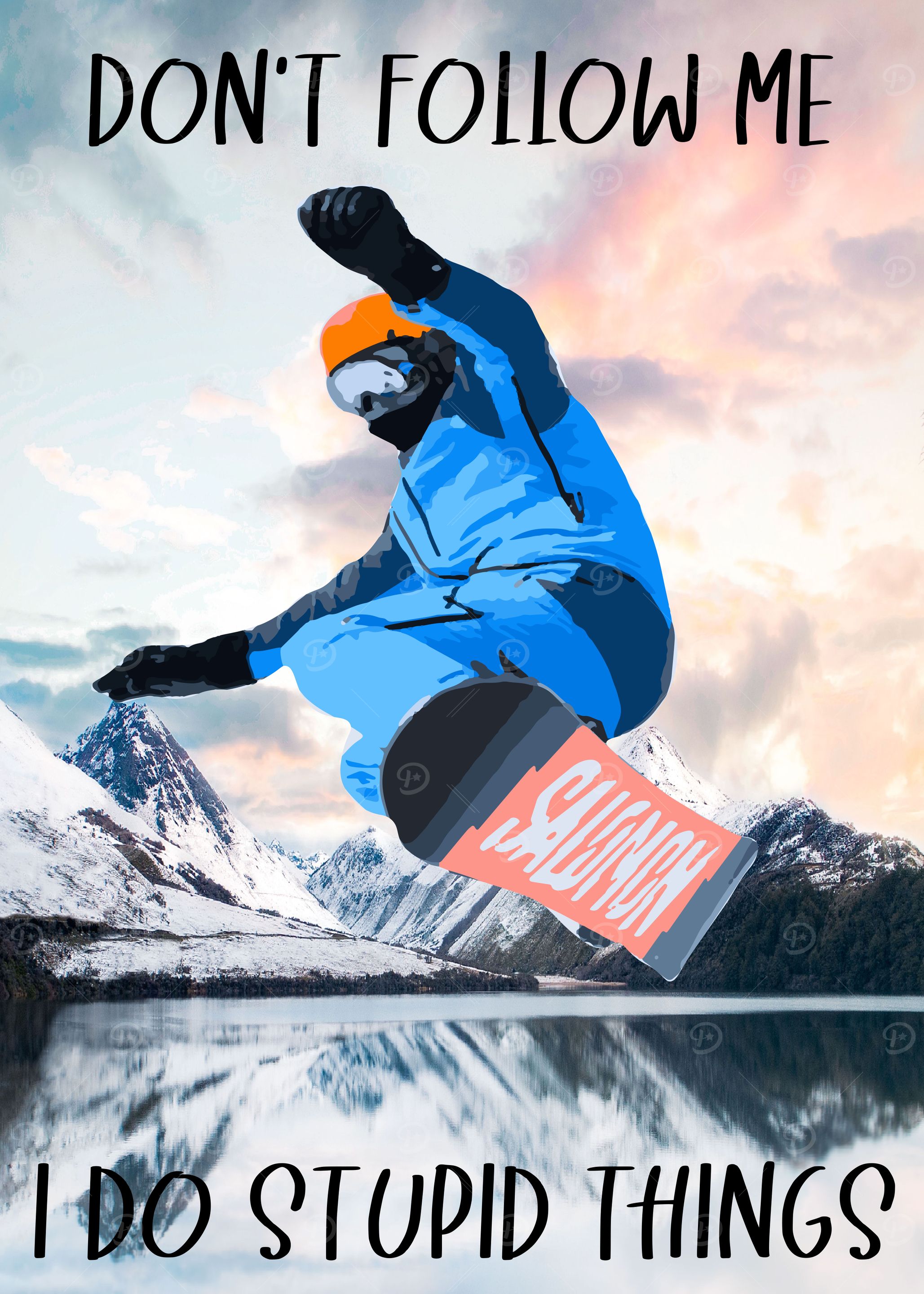 Blue Snowboarder Jump