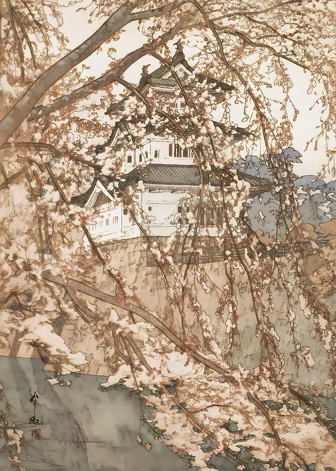 Ukiyo e Hirosaki Castle