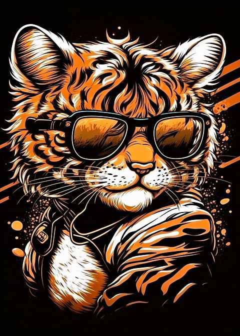 Cool Tiger Cub — kids room metal wall art