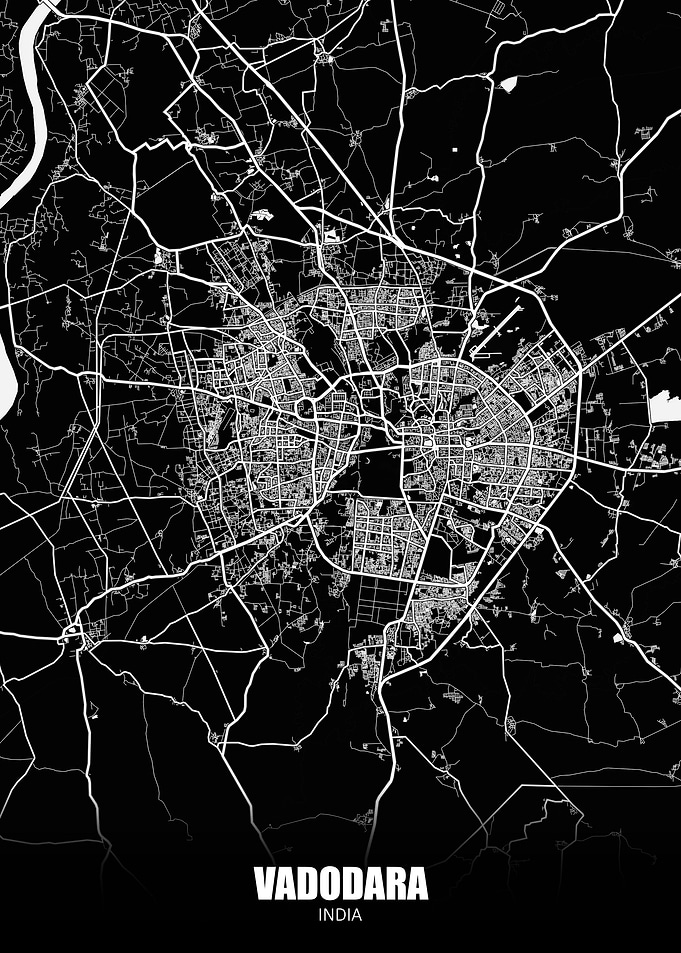 Vadodara India Dark Map