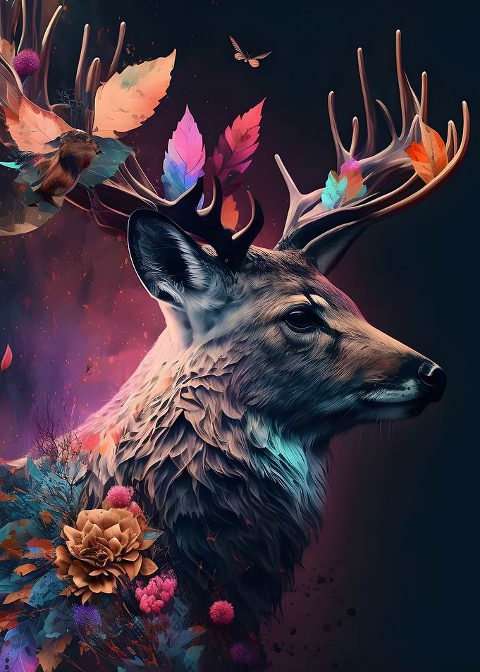 Rainbow Deer Flowers