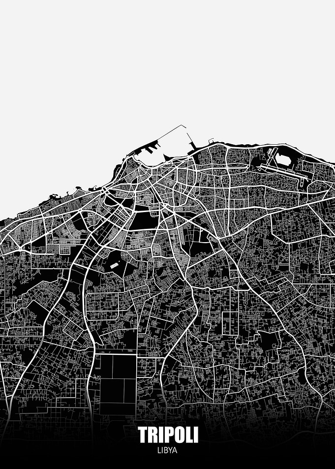 Tripoli Libya Dark Map