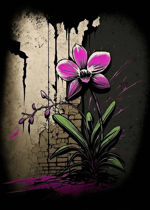 Urban Nature — orchid art metal poster