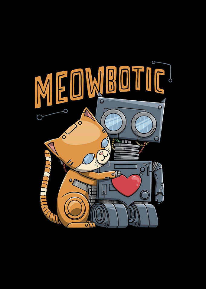 Robot Cat Couple in Love
