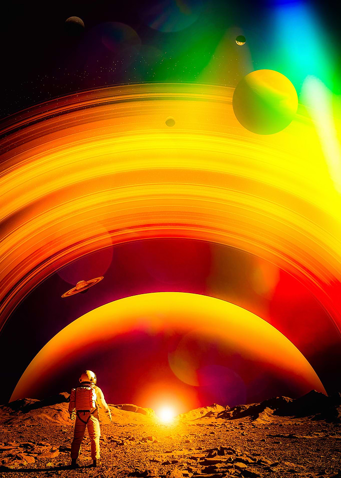 Astronaut ringed planet